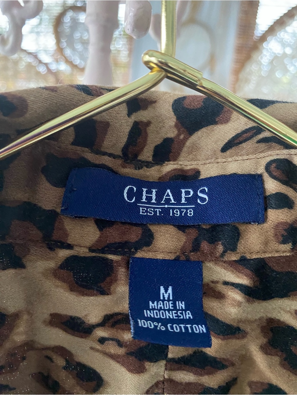 Chaps Leopard Button Down Shirt - Picture 4 of 5